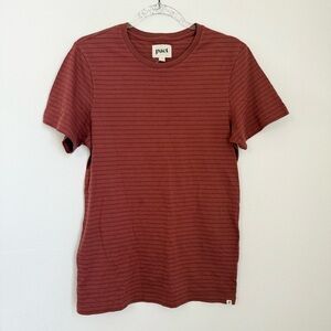 Pact Mens Short Sleeves Organic Cotton Striped Size S Shirt Tee
